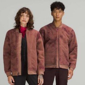 LULULEMON Lab Unisex Textured Fleece Bomber Jacket Diamond Dye Dusty Size M